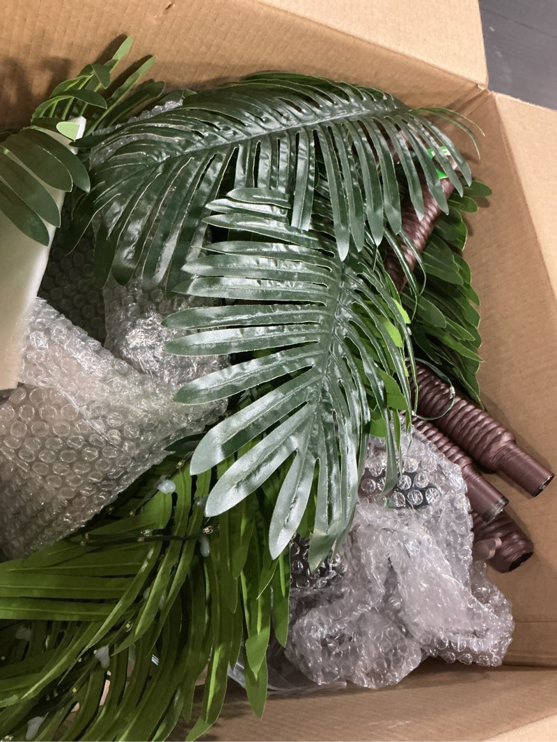 Condition photo showing As Is for Artificial Palm Tree Christmas Tree 7Ft 3Trunks 260LED Lighted Simulation Tropical Palm Tree Fake Plant Light for Patio Home Office Beach Yard Cruise Hawaiian Party Tiki Bar Decorations - Electric 7FT Plug-in