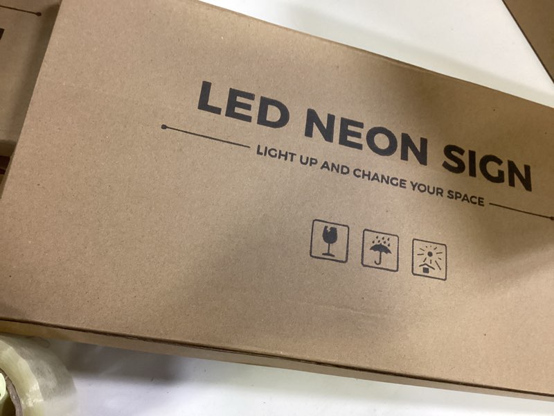 Condition photo showing New/Like New for 16.1"X 7.8" LED Neon WE ARE Open Sign, Dimmable Open Signs for Business, Bright Blue&Pink&Yellow Neon Open Sign Powered by USB, LED Sign for Coffee Shop Bar Salon Restaurant Pubs