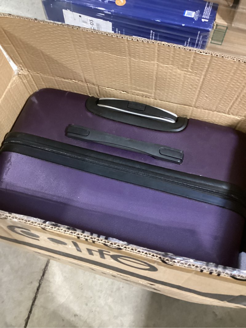 Condition photo showing As Is for Coolife Luggage 3 Piece Set Suitcase Spinner Hardshell Lightweight TSA Lock (purple, 20/24/28) 20in24in28in purple