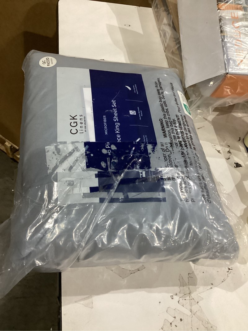 Condition photo showing New/Like New for King 6 Piece Sheet Set - Cooling & Breathable Bed Sheets - Hotel Luxury Bed Sheets for Women, Men, Kids & Teens - Bedding with Deep Pockets & Easy Fit - Soft and Wrinkle Free - King Steel Blue Sheets 05 - Steel Blue King