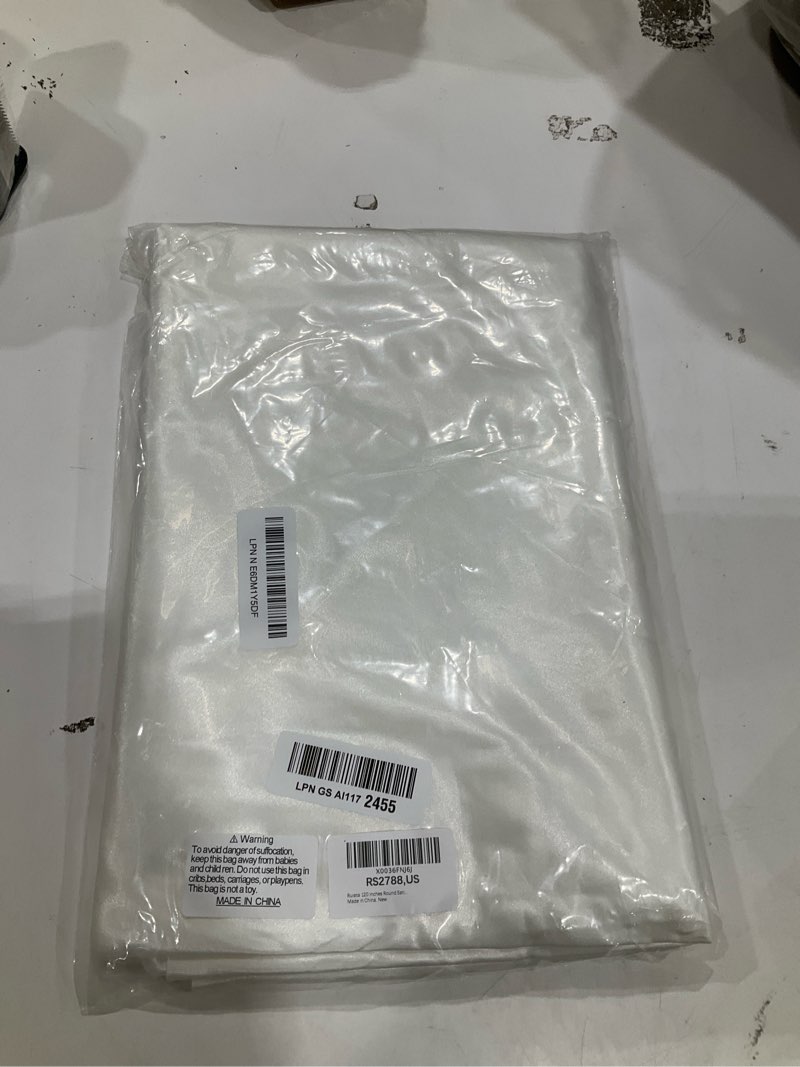 Condition photo showing New/Like New for ruisita 120 inches round satin tablecloths ivory overlay round satin table cover bright silk smooth fabric tablecloth for wedding banquet tables decoration ivory 120" (round)
