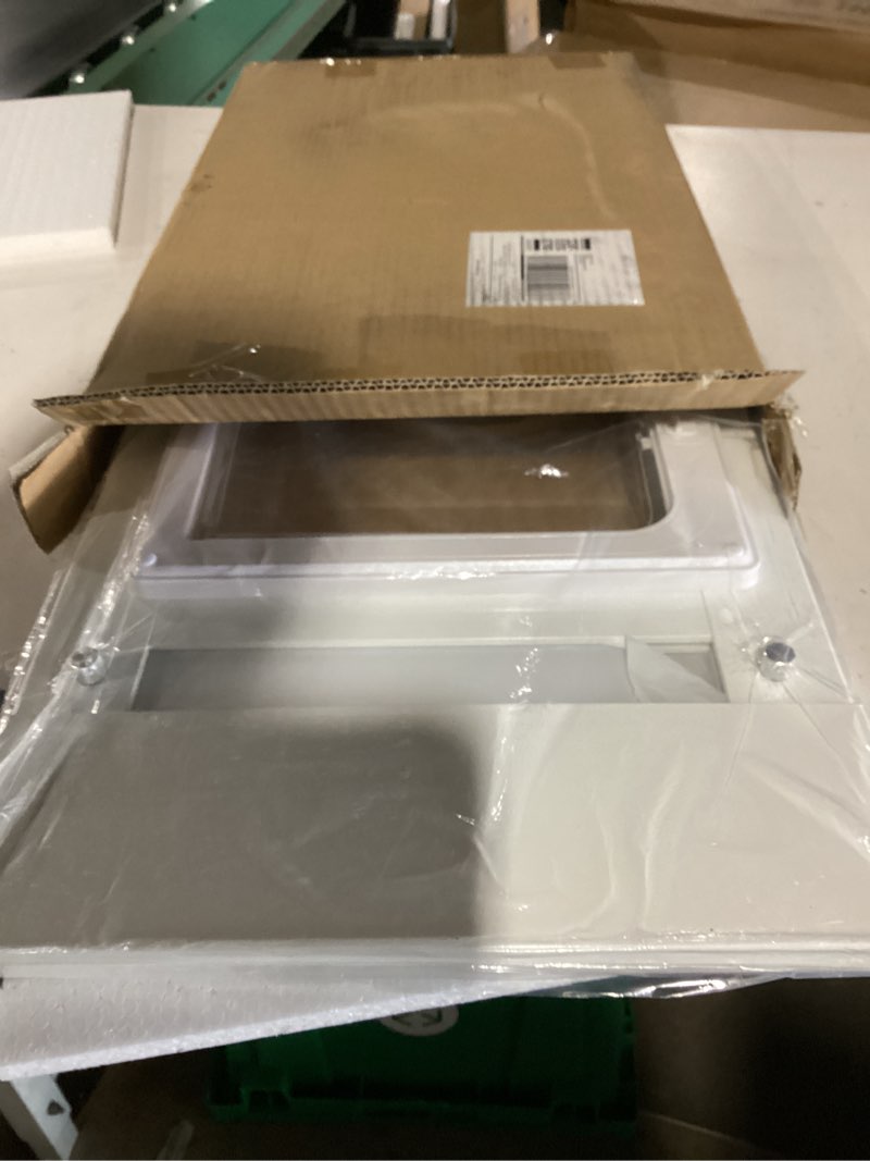 Condition photo showing New/Like New for aluminum cat door for window, adjustable full-size 23-28 inch window pet door, no-tool installation, controllable flap with 4 locking modes, weatherproof & secure insert for cats 23-28inch