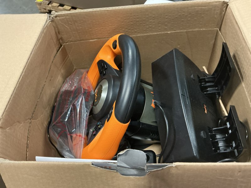 Condition photo showing As Is for PXN PC Racing Wheel, V3II 180 Degree Universal Usb Car Sim Race Steering Wheel with Pedals for PS3, PS4, Xbox One, Xbox Series X/S, Switch (Orange)