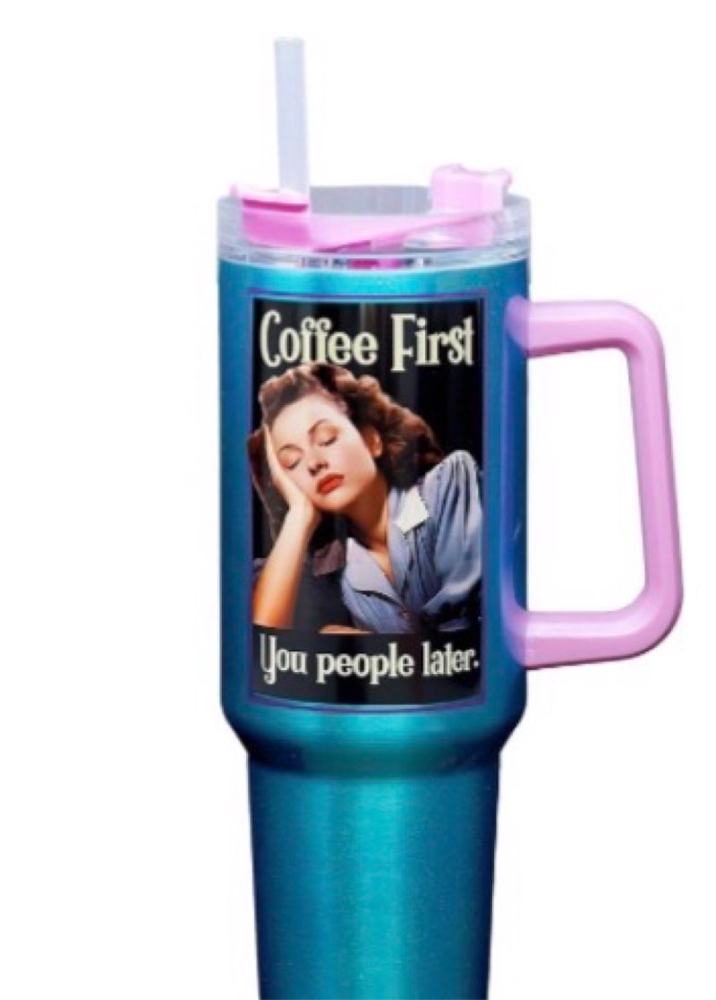 Spoontiques Stainless Steel Travel Mug, 40oz - Double Wall Insulation, Sturdy Handle, Sliding Lock Travel Lid - Coffee