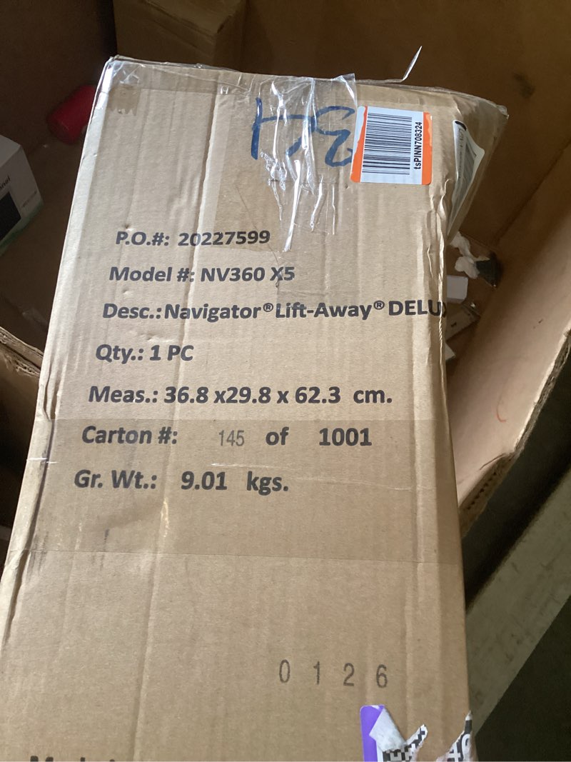Condition photo showing As Is for shark upright vacuum, navigator lift-away deluxe with large dust cup capacity, hepa filter, swivel steering, upholstery tool & crevice tool, blue, nv360