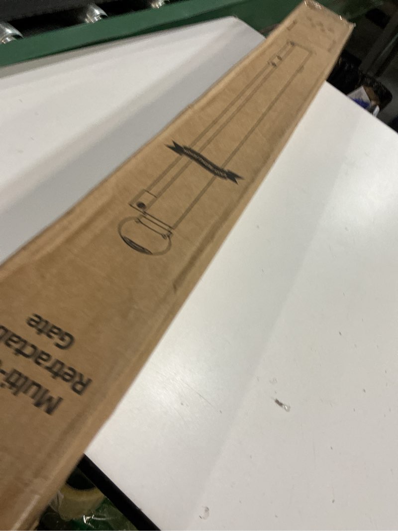 Condition photo showing As Is for Retractable Baby Gate for Stairs, 55" Wide 38" High Pet Gate with Auto-Retract System, One-Hand Operation, Mesh Baby Gate for Doorways, Hallways, Decks, Indoor & Outdoor, White White 55"Wide×38"High