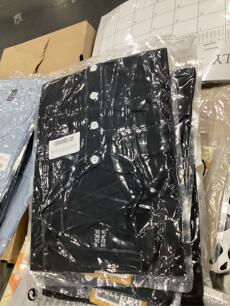 Condition photo showing New/Like New for Cotrasen Mens Henley Short Sleeve Shirts Casual Lightweight Beach Shirts Collarless Button Tops Hippie Summer Clothes X-Large Black