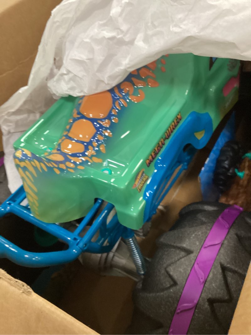 Condition photo showing New/Like New for Hot Wheels RC Monster Trucks Mega-Wrex in 1:6th Scale, Extra Large Remote-Control Toy Truck, More Than 2ft Long Multicolor