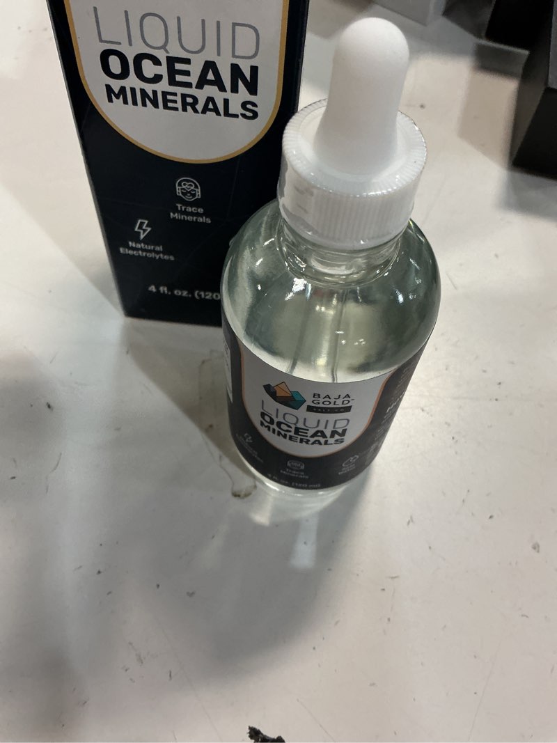Condition photo showing Good Condition for baja gold liquid ocean trace mineral drops - ionic electrolyte drops for drinking water & food flavor enhancement - mineral-rich saline solution & oral cleanse - 4 fl oz, 30-day supply 4 fl oz (pack of 1)