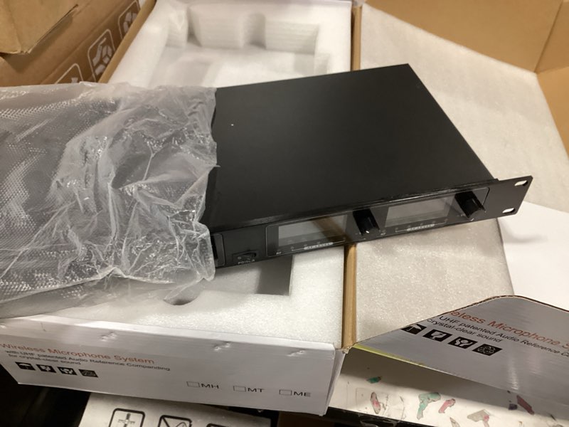 Condition photo showing Good Condition for frequency b wireless microphone system 4 channel 4 lavalier 4 bodypacks 4 lapel mic 4 headsets uhf for karaoke system church speaking conference meeting classroom wedding party meeting school