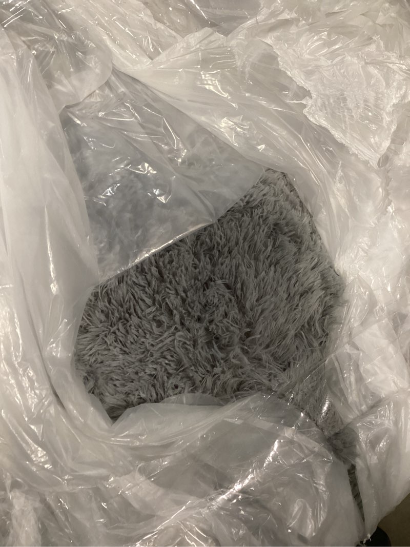 Condition photo showing As Is for Bedsure Foldable Human Dog Bed -Giant Dog Bed for Adult People with Supportive Bolster Egg Foam, Waterproof Liner, Calming Fluffy Faux Fur Orthopedic Big Bean Bed, Light Grey 71.0"L x 41.0"W x 10.0"Th Light Grey