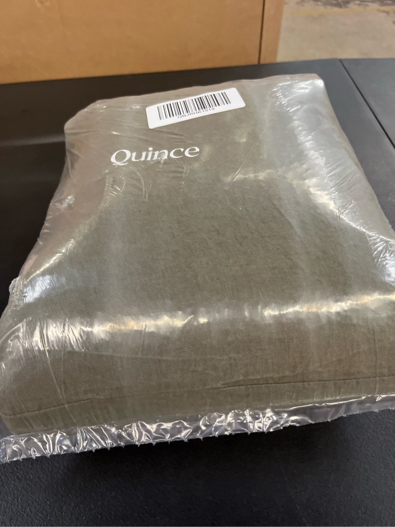 Condition photo showing Good Condition for european linen sheet set, queen, dusty olive