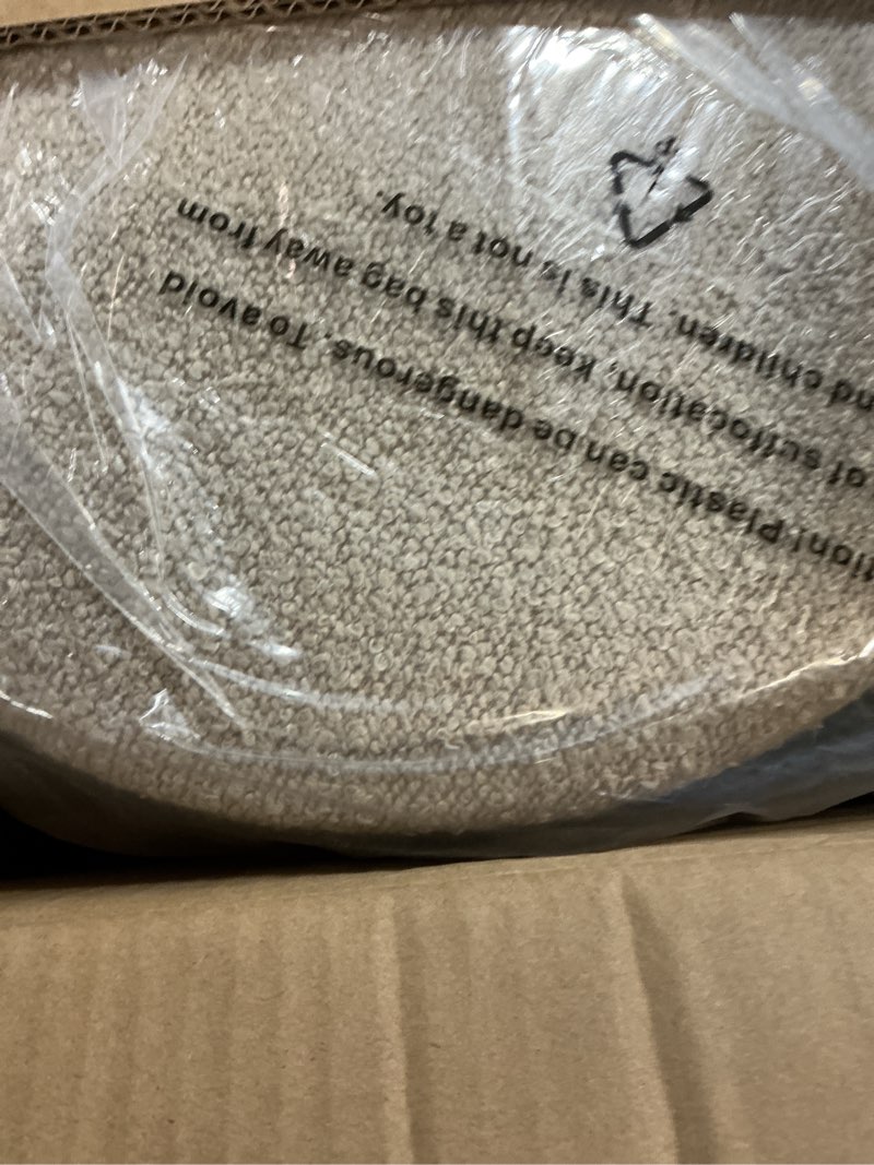 Condition photo showing New/Like New for StorageBud Round Ottoman with Storage, Boucle Storage Ottoman, Foot Stool Ottoman, Makeup Vanity Stool, Small Ottoman Foot Rest, Modern Ottomans for Living Room and Bedroom, Beige 02-beige