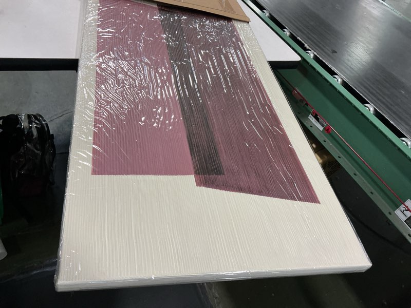 Condition photo showing New/Like New for YETHEN WAL Neutral Burgundy Mauve Abstract Wall Art, Hand-Painted Textured Geometric Stripe Canvas Painting, Earth-Tone Minimalist Artwork for Living Room Bedroom Office 20x40 Inch 20x40 Burgundy