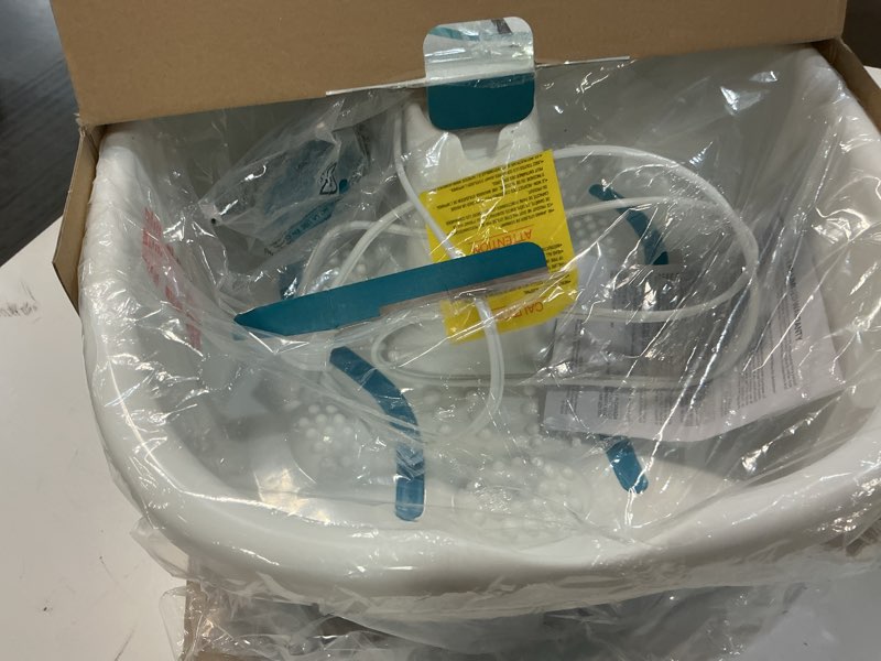Condition photo showing Good Condition for homedics bubble mate foot spa, toe touch controlled foot bath with invigorating bubbles and splash proof, raised massage nodes and removable pumice stone