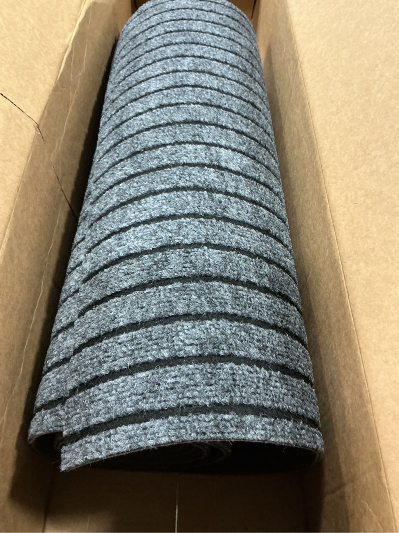 Condition photo showing As Is for Custom Size Backed Non-Slip Area Rugs Runner, Easy Clean, Waterproof Runner Rugs for Hallway Entryway, Kitchen, Laundry, 2FT x 6FT, Gray Stripe