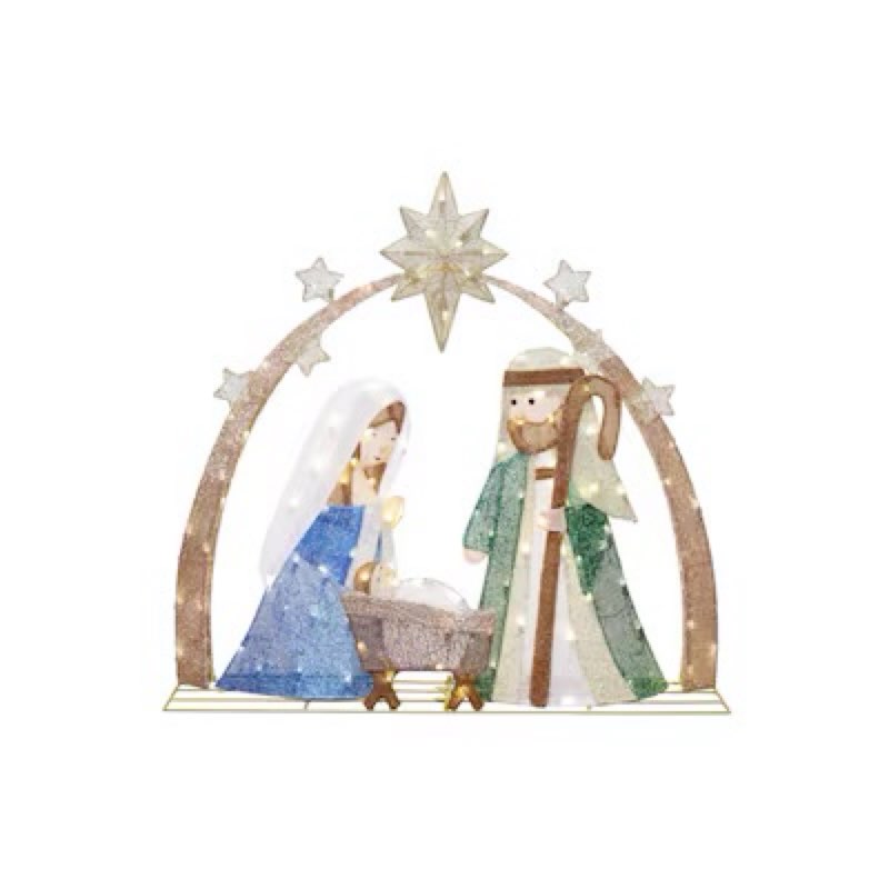 holiday living 36-in freestanding nativity yard decoration with white led lights