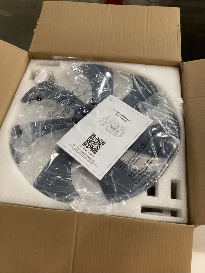 lediary 26" caged ceiling fan with light and remote, low profile flush mount fandelier, black bladel