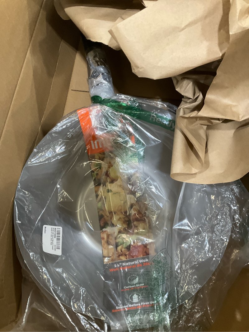 Condition photo showing New/Like New for IMUSA USA Natural Wok with Triangle Handle 14-Inch, Silver