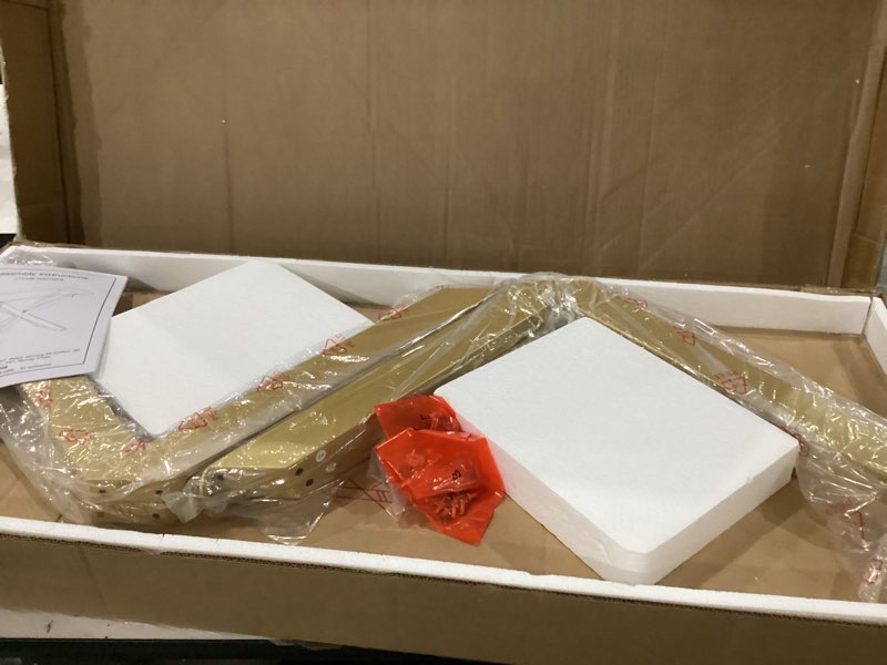 Condition photo showing As Is for gold glass oval console table, modern style entryway hallway narrow sofa table, entrance for entryway, living room, foyer, hallway, office? 45" lx18 wx30 h gold 45.3"wx17.7"dx29.5"h gold