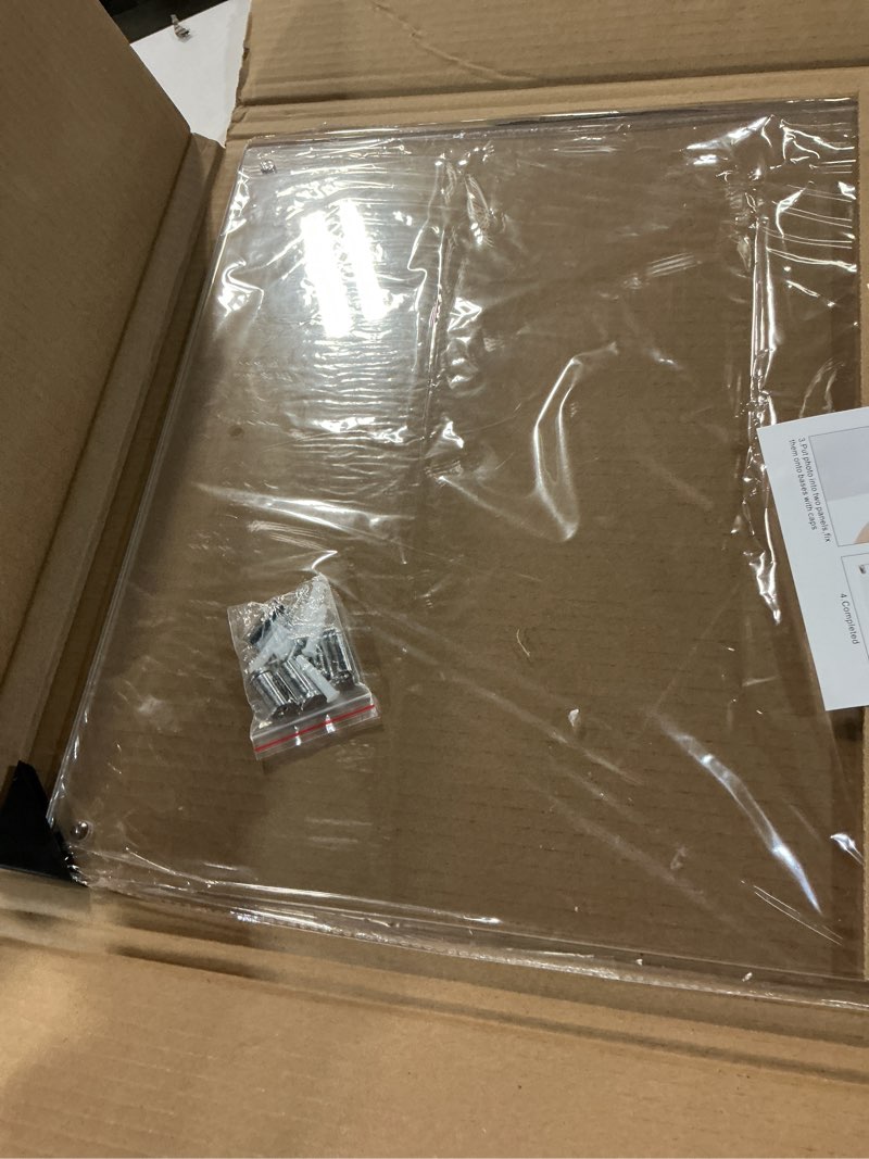 Condition photo showing Good Condition for 16x20 clear acrylic wall mount floating frameless picture frame,clear acrylic photo frame for wall, frameless picture frame panel for degree certificat, artwork and family portraits 1 pack 16x20''