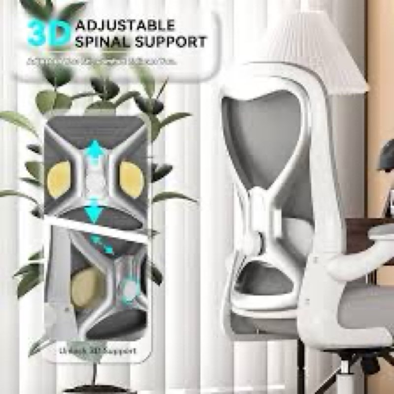 CASASIO Office Desk Chair with Ergonomic Lumbar Support, Extra-Thick Seat Cushion, Flip-up Arms, Bre