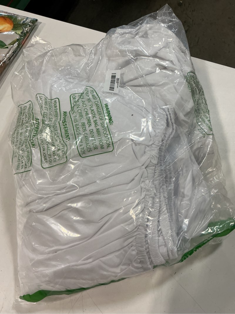 Condition photo showing Good Condition for fitted table cloth round cover - 6 pack elastic round tablecloths 60 inch, white non-slip reusable dining circle table protector for outdoor picnic, party, banquet white 60 round, 6 pack