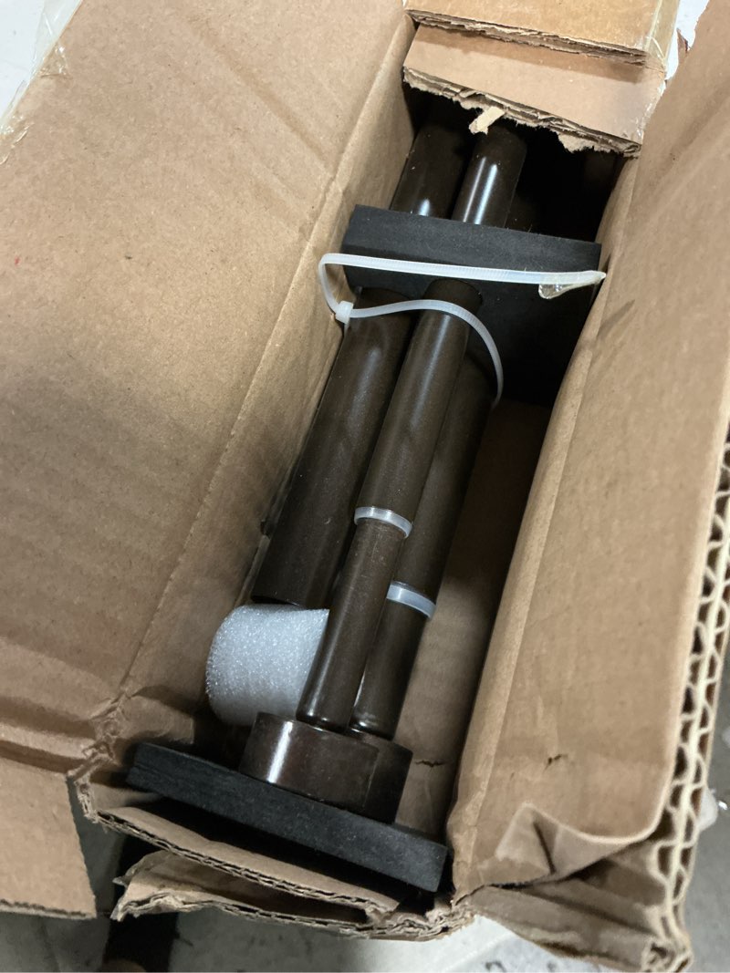 Condition photo showing Good Condition for double curtain rods with aluminum end cap and full surround brackets,1"front and 5/8" back rod,adjustable between 72 to 144 inches (6-12 feet), dark bronze double window drapery rod 72-144" dark bronze