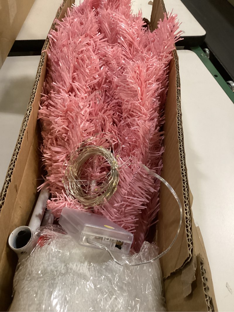 Condition photo showing As Is for Pink Christmas Tree, 4FT Christmas Tree with Metal Stand, Artificial Pink Tree with 300 Branch Tips,