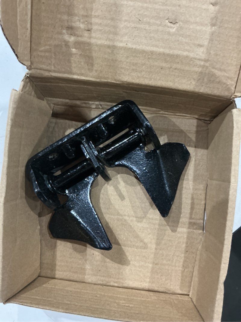 Condition photo showing Good Condition for wall mount butterfly latch 1-3/8" to 1-5/8", gate fork lock with padlock hole, chain link fence parts, gate fork latch,chain link fence gate latching hardware (black)