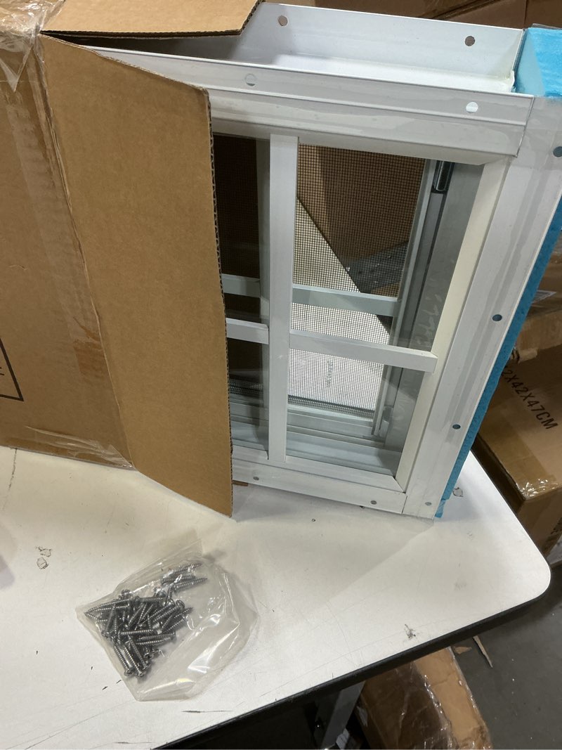 Condition photo showing New/Like New for Gaahing 2-Pack 12" x 18" Heavy-Duty Aluminum Shed Windows Kit Flush Mount with Tempered Glass & Fiberglass Screens for Chicken Coops, Barns, Playhouses, Garages 12'' x 18'' White