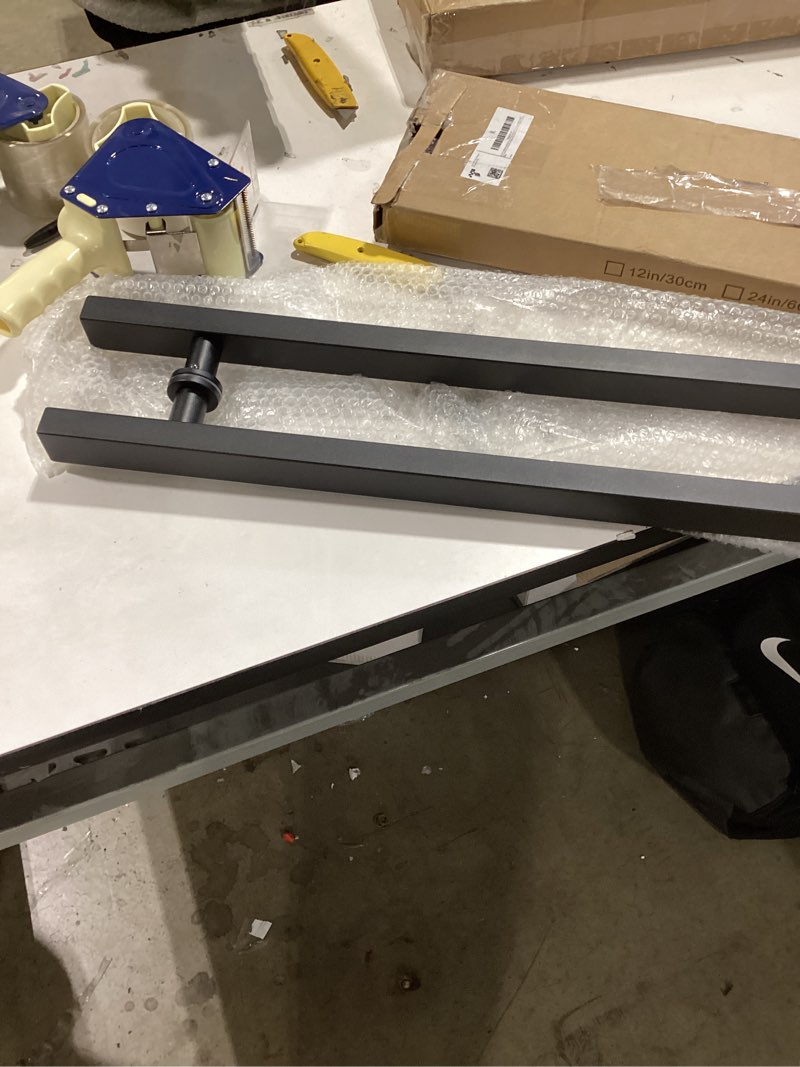 Condition photo showing Good Condition for LVYIHAN Matte Black Square Barn Door Handles 12"/24"/36"/48"/59'', Pull Push Long French Door Handle Double Sided, Large Front Exterior Shower Door Pull Handles 36inch / 90cm Matte Black