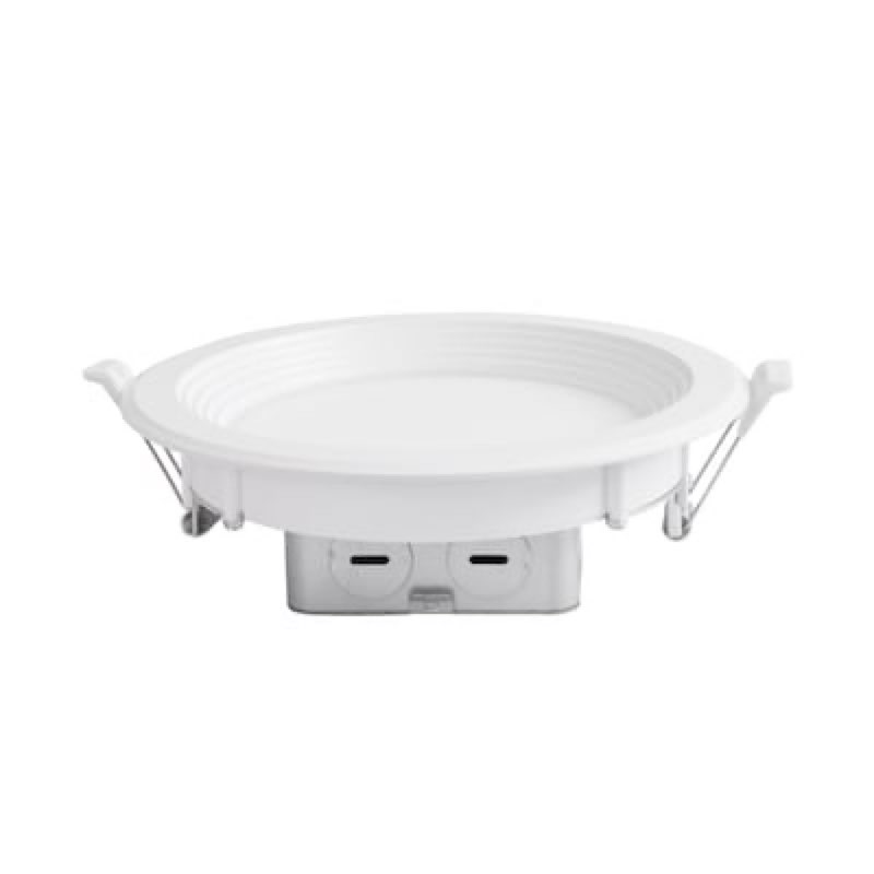 utilitech white 6-in 850 -lumens switchable white round dimmable led canless wet rated recessed downlight item 