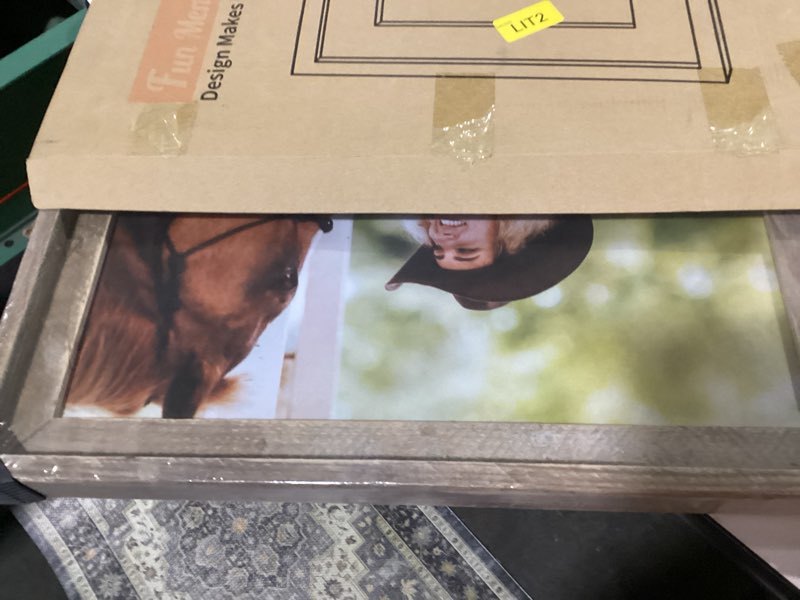 Condition photo showing Good Condition for Rustic 18x24 Picture Frame, Reclaimed Barnwood Photo Frame with Tempered Glass, Distressed Finish, Perfect for Family Galleries. Can be Mounted Horizontally or Vertically, or Used as Tabletop Display Natural-Reclaimed Barnwood 18x24