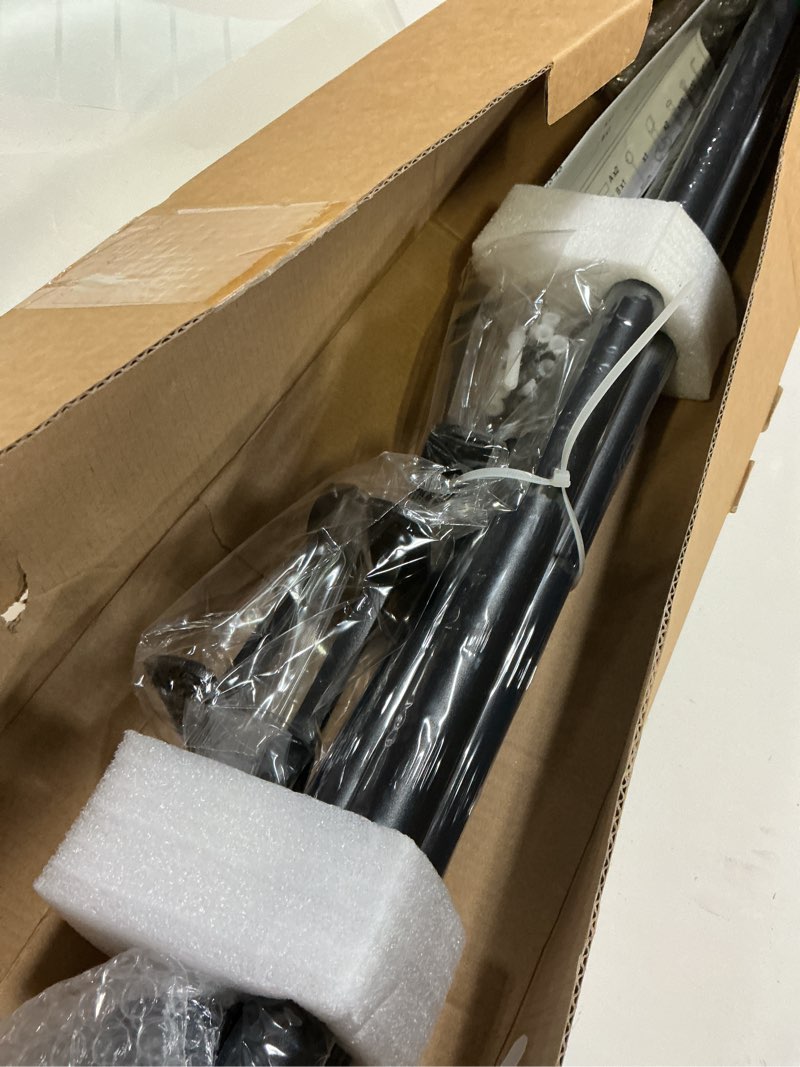 Condition photo showing Good Condition for Blackout Industrial Curtain Rods for Windows, 1 Inch Pipe Wrap Around Indoor/Outdoor Room Divider Curtain Rods, 168-240 Inch, Black Black 168" to 240"