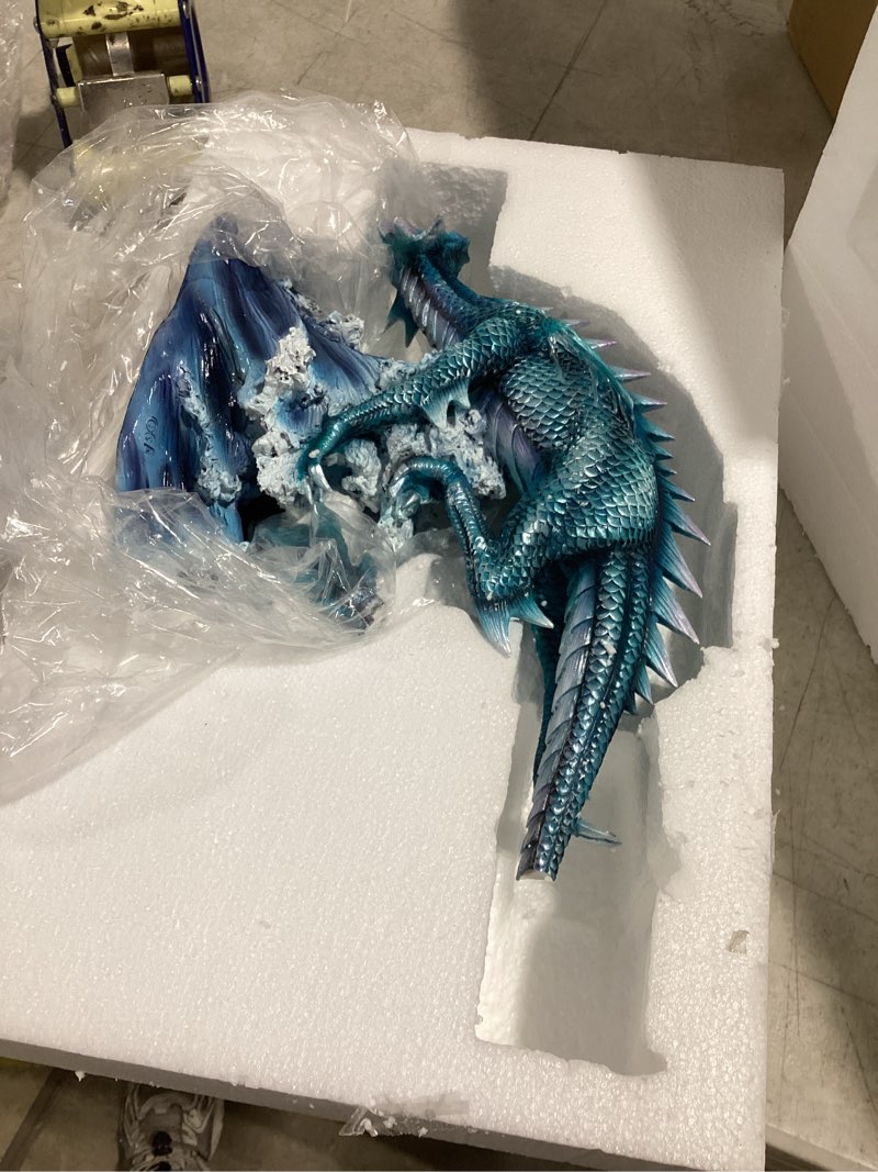 Condition photo showing As Is for broken pacific giftware ferocious elemental protector guardian dragon collectible figurine series 16 inch tall (water)