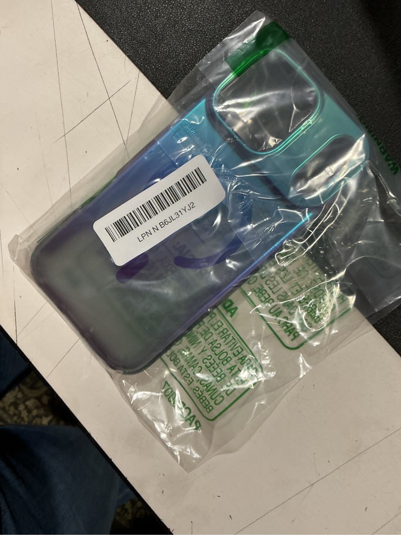 Condition photo showing Good Condition for aesthetic case for iphone 17 pro max case for women girls [compatible with magsafe] cute girly trendy glitter sparkly rainbow magnetic protective phone cover, matte iridescent blue & green 07 gradient blue & green iphone 17 pro max (6.9 inch)