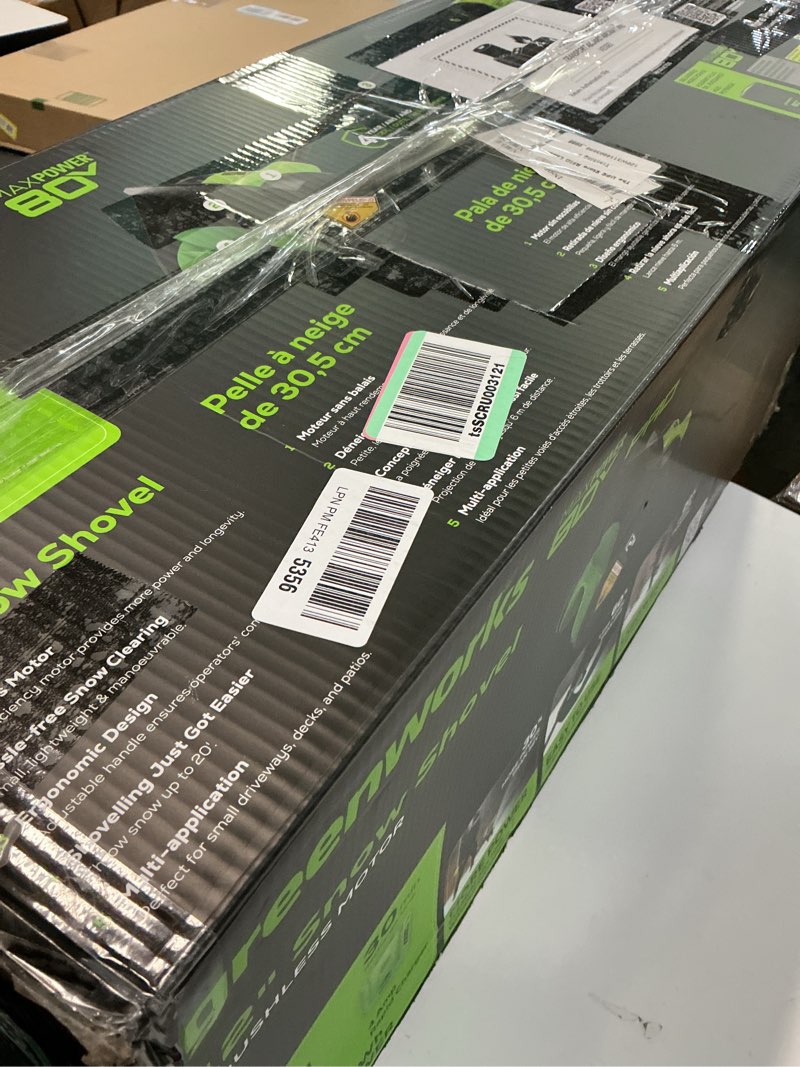 Condition photo showing Good Condition for Greenworks 80V (75+ Compatible Tools) 12” Brushless Cordless Snow Shovel, 2.0Ah Battery and Charger Included 12" 2.0Ah