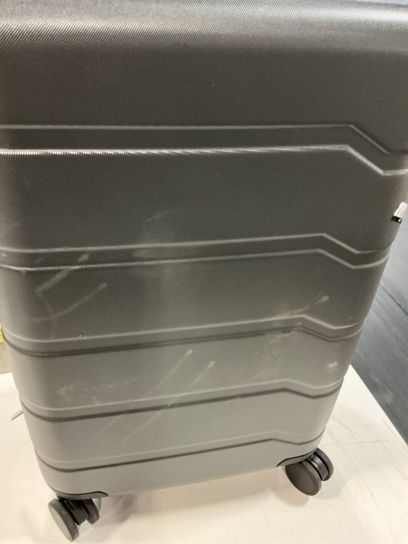 Condition photo showing As Is for carry on spinner wheels suitcase gray - open story™ 24”x16”