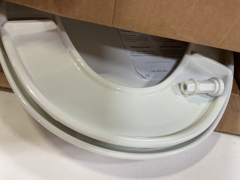 Condition photo showing As Is for Mayfair Caswell Modern Slow Close Toilet Seat, Durable Plastic, Elongated, White Elongated 1 Seat