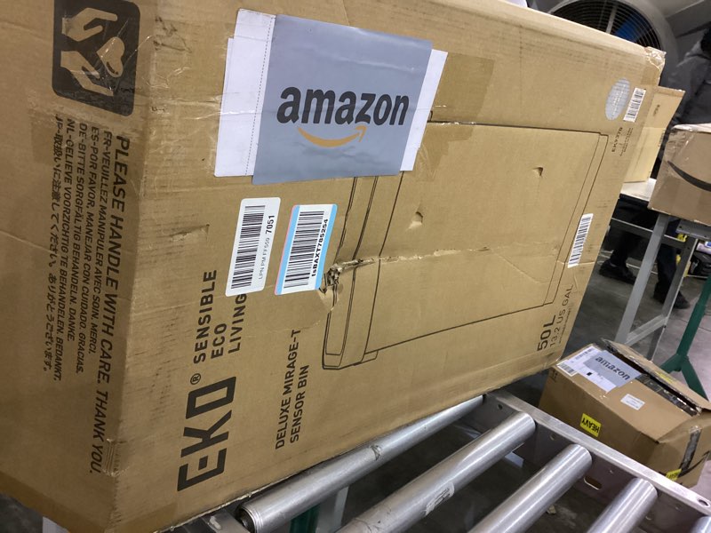 EKO Deluxe Mirage-T 50 Liter / 13.2 Gallon Touchless Rectangular Motion Sensor Trash Can, Matte Stai