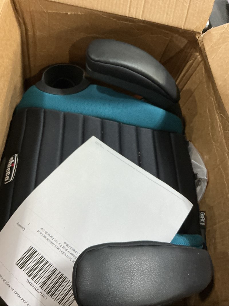 Condition photo showing Good Condition for chicco gofit plus backless booster car seat with latch attachment and quick-release latch removal, travel booster seat for car, portable car booster seat for children 40-110 lbs. | stream/blue gofit plus stream/blue