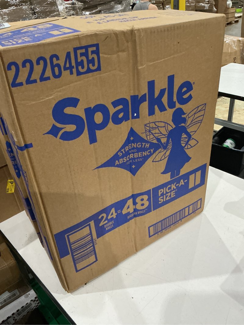 Condition photo showing New/Like New for sparkle pick-a-size paper towels, 24 double rolls (2,640 sheets total) - strong 2-ply towels for kitchen cleanup and everyday messes double 24 double rolls (pack of 1)