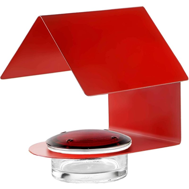 Mosaic Birds Recycled Glass & Metal Humming Bird Feeders for Outdoors - Hanging Bird House for Lawn Decor - Red