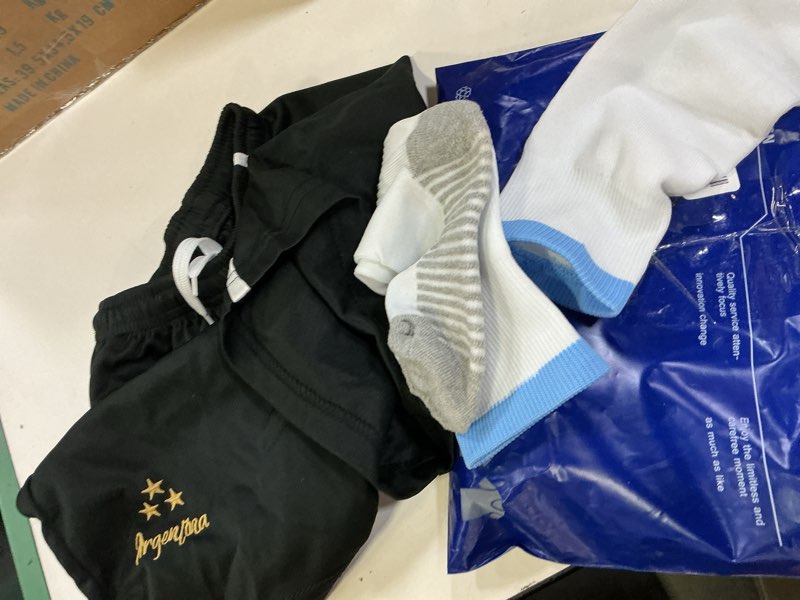 Condition photo showing As Is for kids soccer jersey uniform set shorts & socks for boys and girls unisex youth kit 6-7 years blue