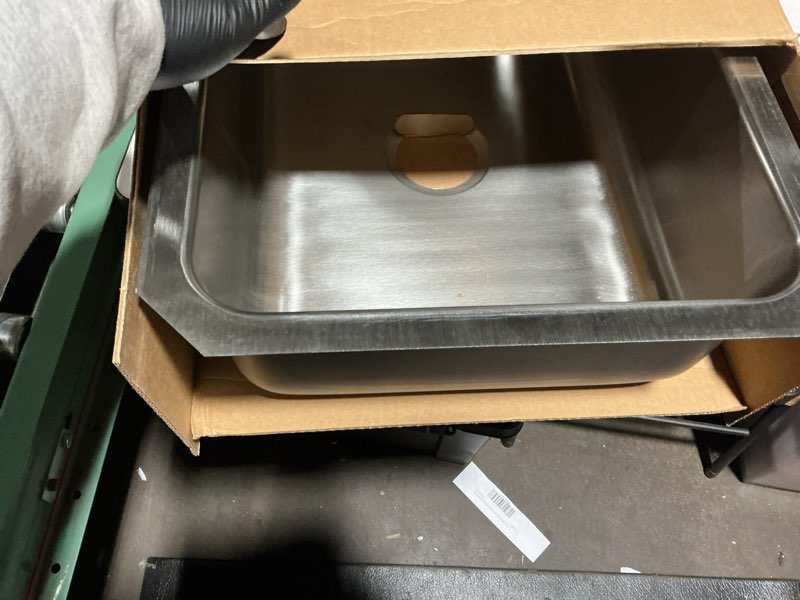 Condition photo showing Good Condition for elkay dxuh2416 dayton single bowl undermount stainless steel sink, 27 x 19 27 x 19 single bowl sink only