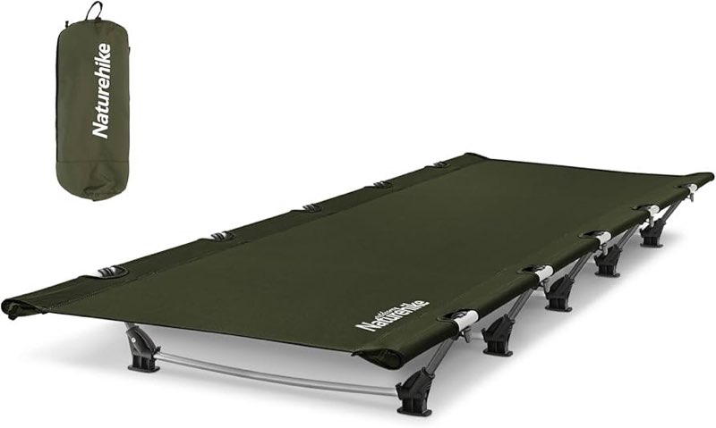 naturehike greenwild camping cot, ultralight folding backpacking cot, 60-second easy set-up, support