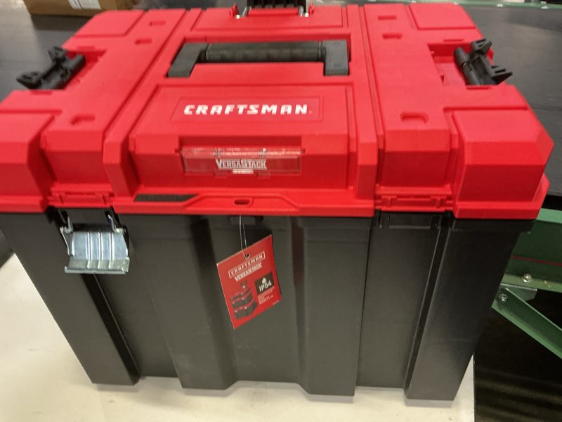 Condition photo showing As Is for craftsman versastack 20 in. wheeled tool box black/red