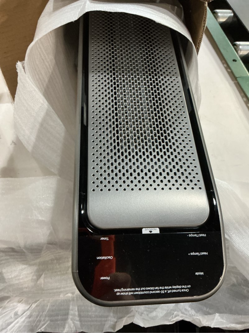 Condition photo showing New/Like New for DREO Space Heater Indoor, 25" 11.5ft/s Fast Portable Room Heater with Remote and Thermostat, 3 Modes, Overheating & Tip-Over Protection, Electric Heaters for Indoor Use Large Room, Bedroom, Silver Silver Large