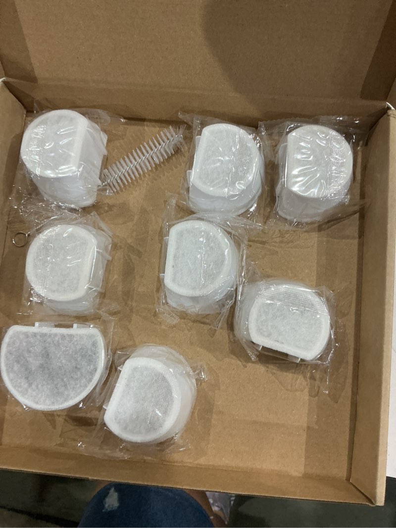 Condition photo showing As Is for myfatboss cat water fountain filter, pre-sponge pet fountain filter & replacement carbon filters fit for petsafe for drinkwell fountain-gallon avalon pagoda seascape seaside pet fountains 8+8pack 8pcs carcon filters & 8pcs foam filters